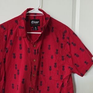 Plugg Men's Red Shirt with Pineapple Design